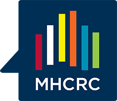 MHCRC Logo with colored line bars inside a text bubble